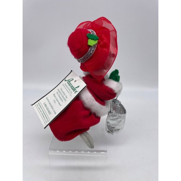 Annalee Christmas Mouse Figurine With Red Outfit & Silver Accessories - Picture 2 of 6